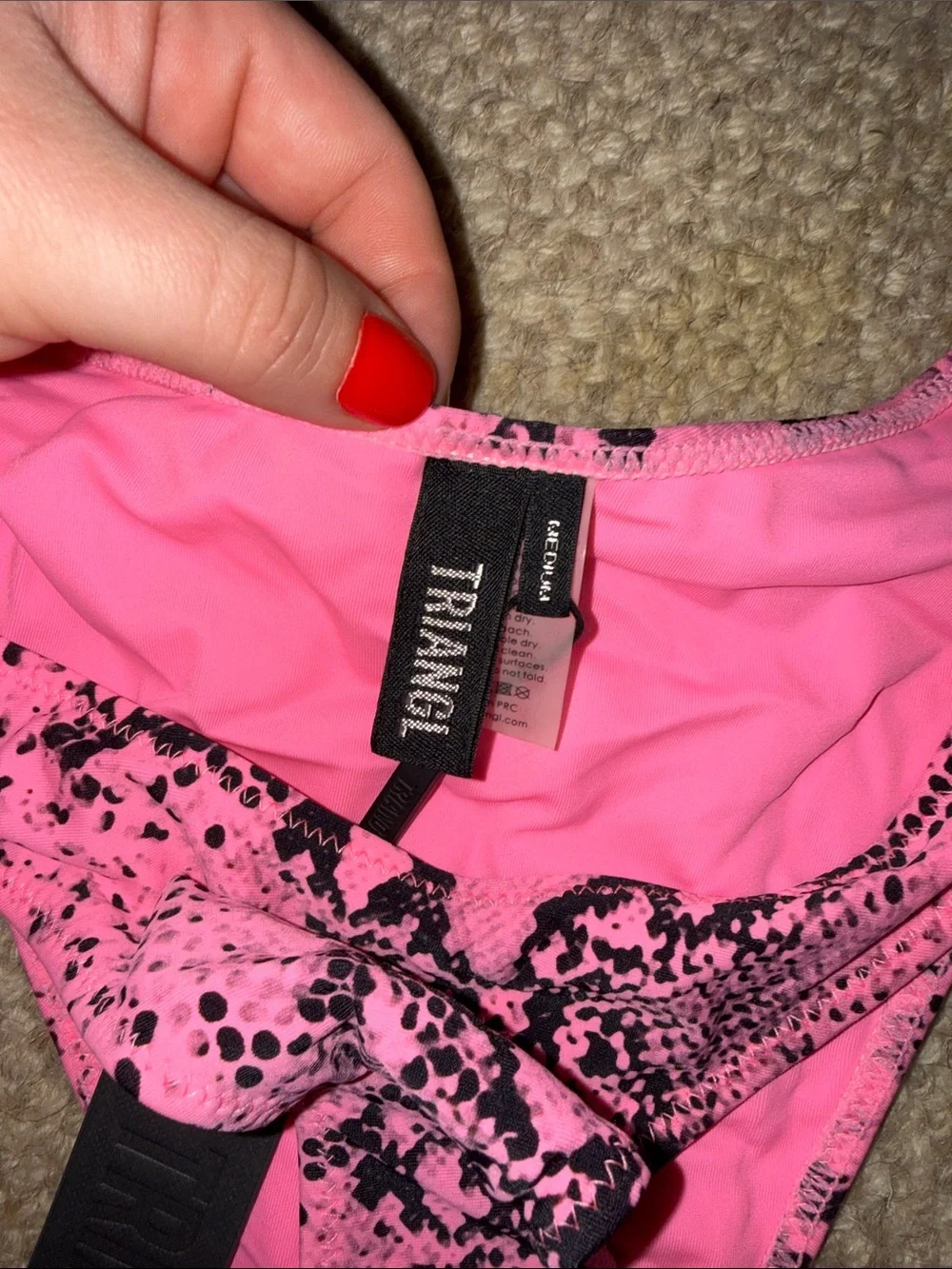 triangl swimwear Pink & Black Snake Print Bikini Set